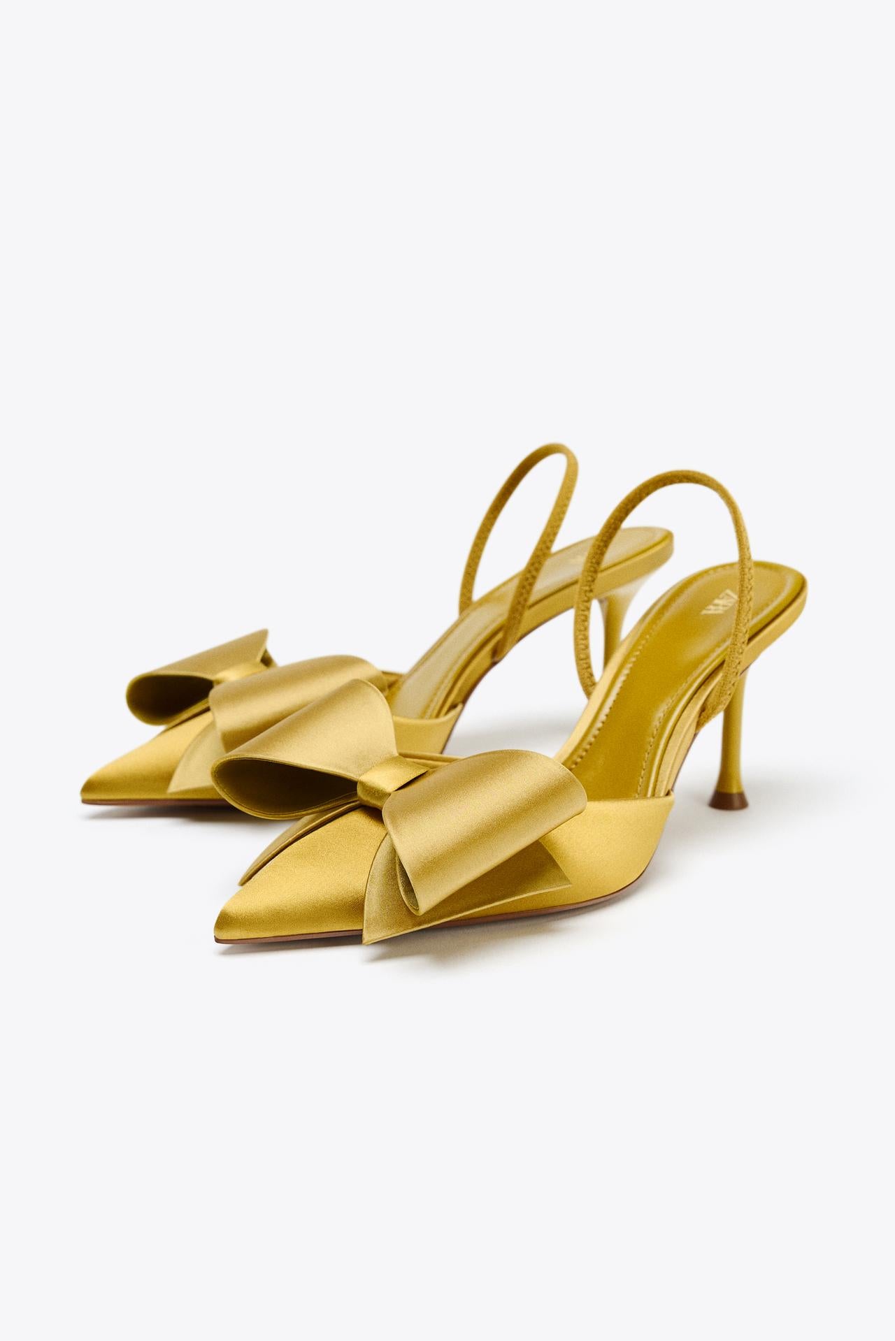 Satin-Effect Slingback Shoes