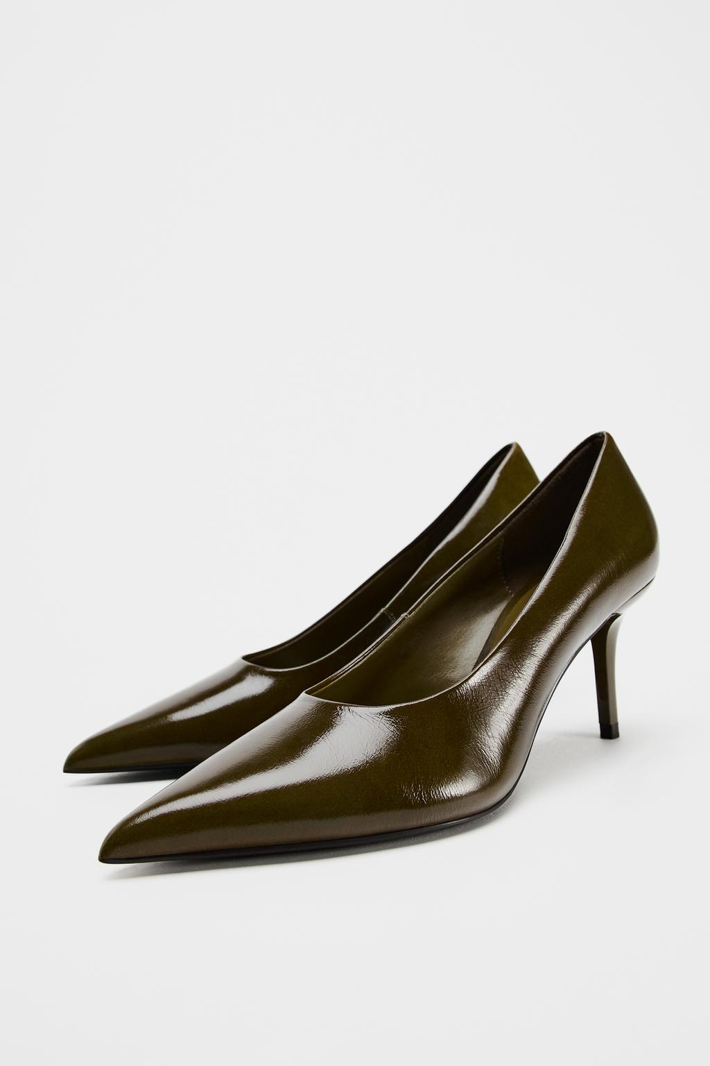 Leather high-heel shoes
