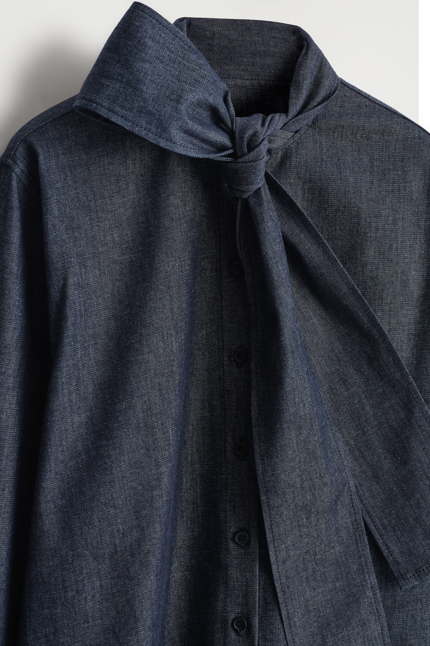 Bow-Detail Denim Shirt