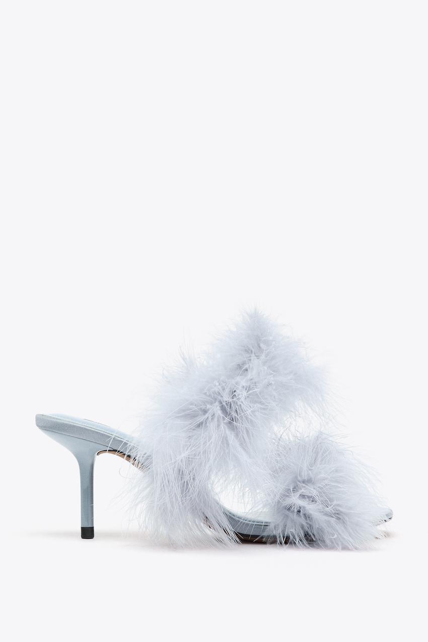 Feather Heeled Sandals