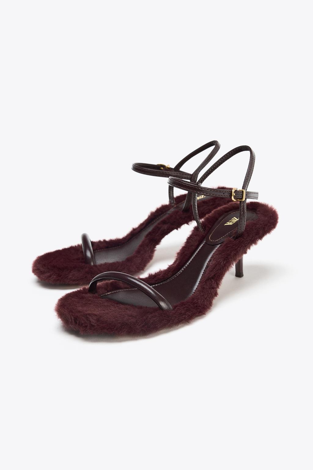 Faux Fur Heeled Sandals