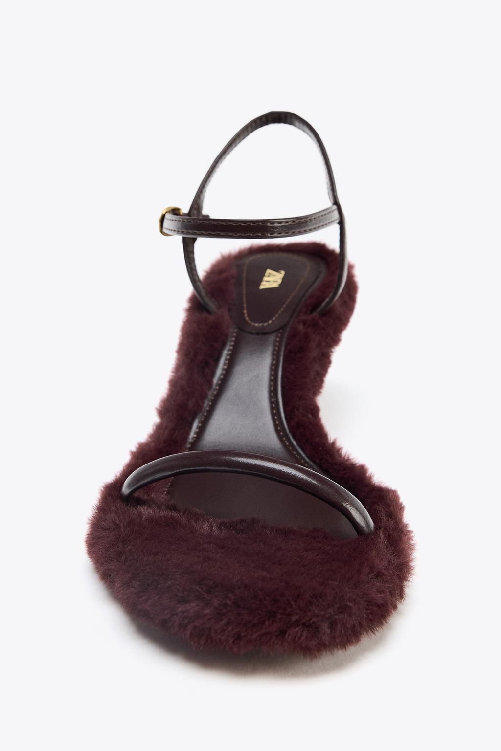Faux Fur Heeled Sandals