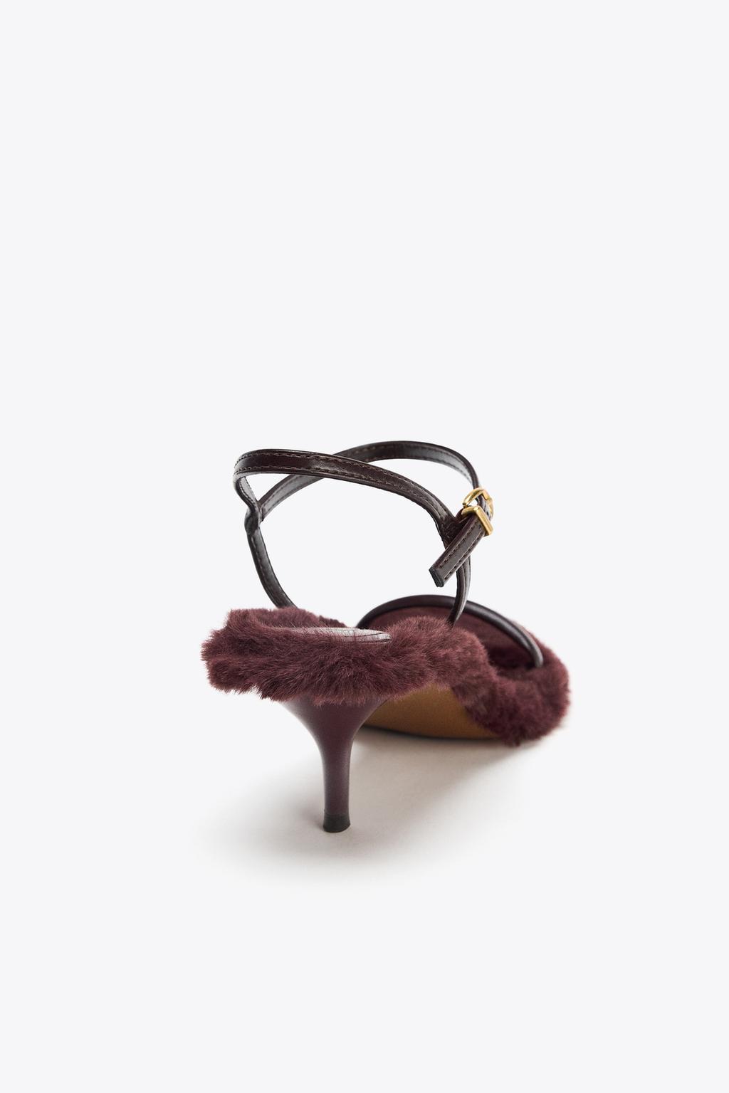 Faux Fur Heeled Sandals