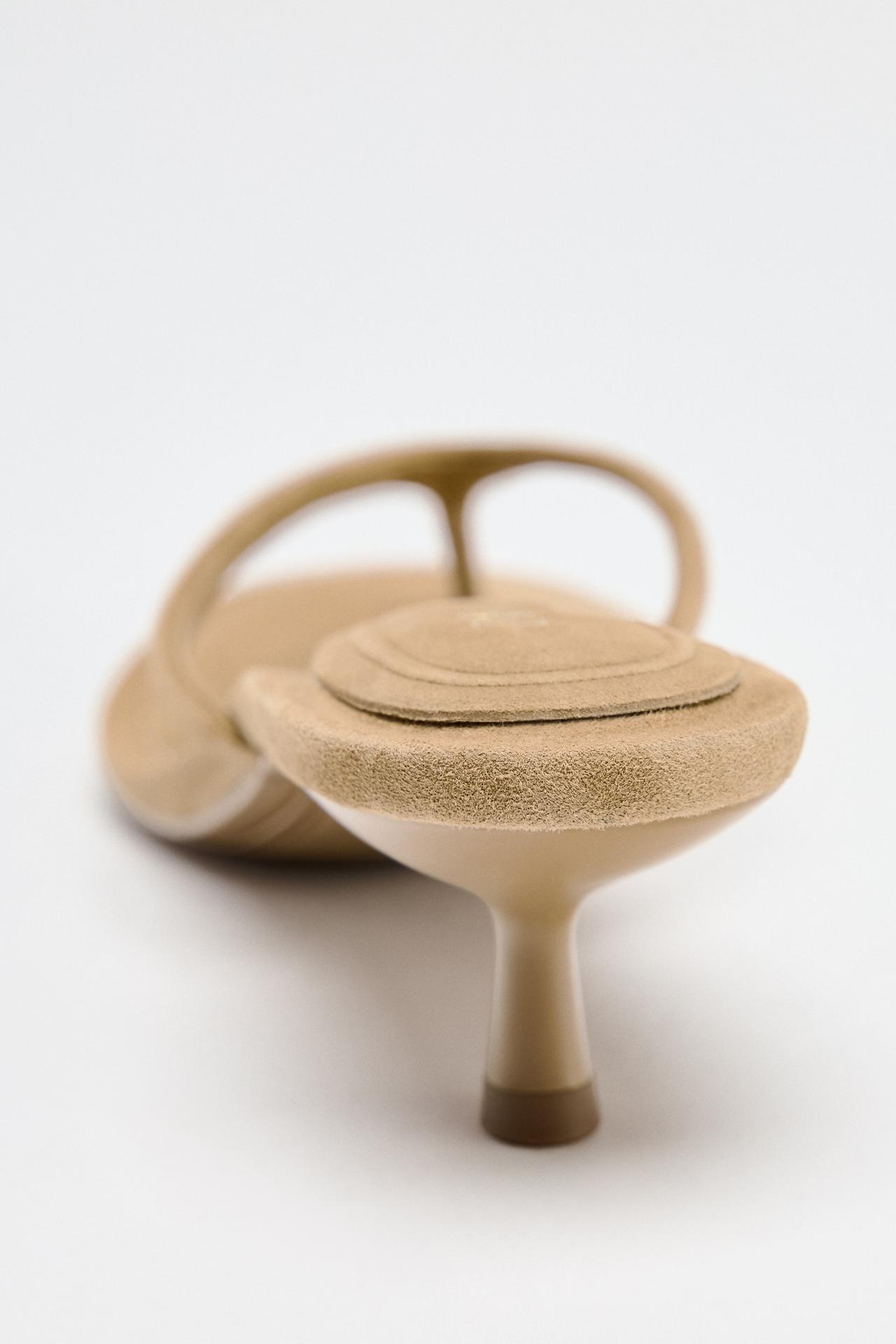 Split suede heeled sandals