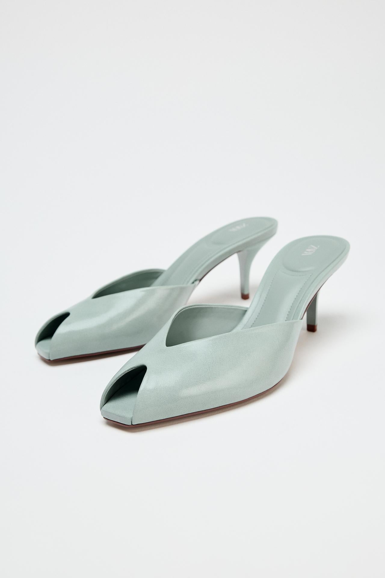 Blue Leather Mules