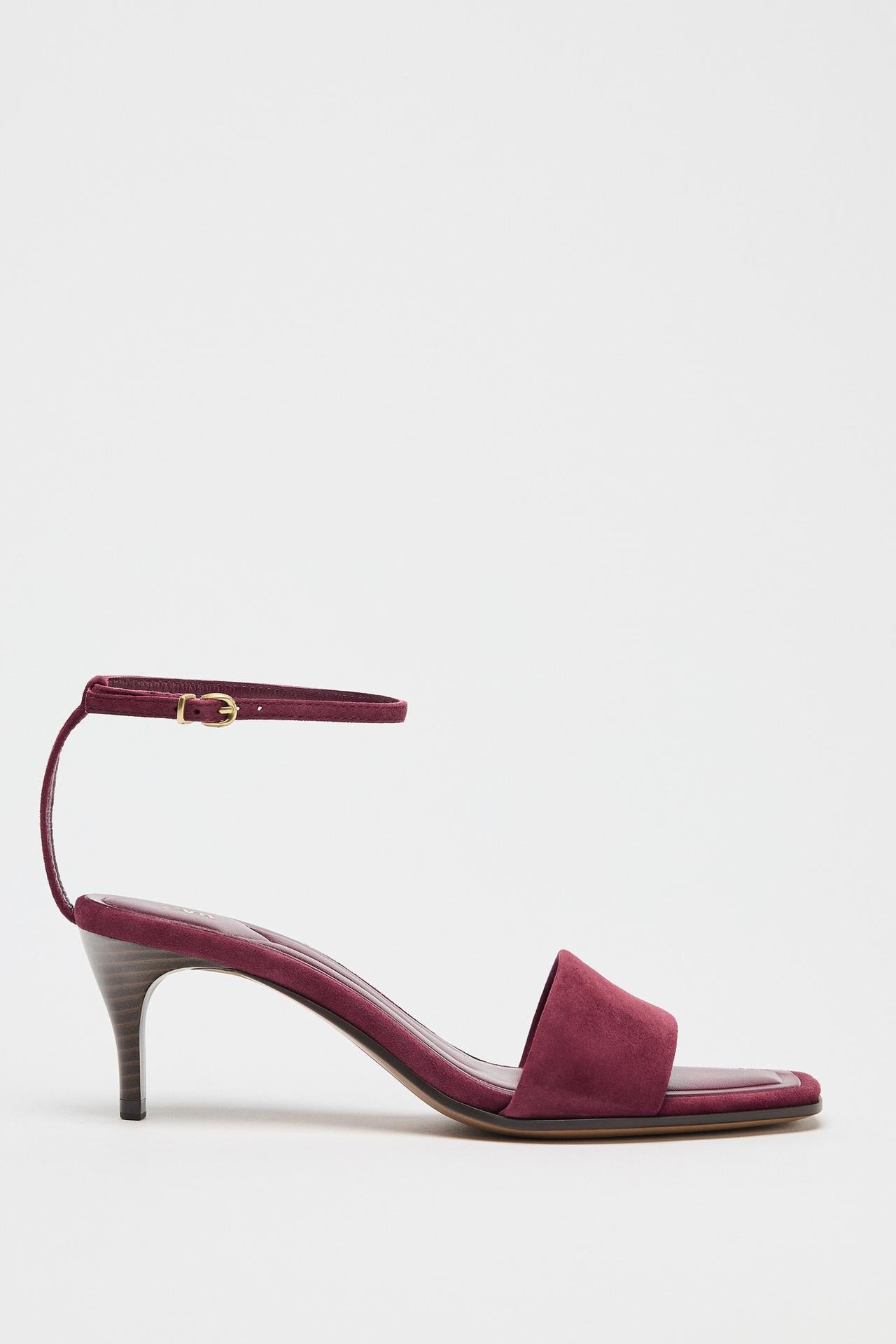 Suede Mid-Heel Sandals