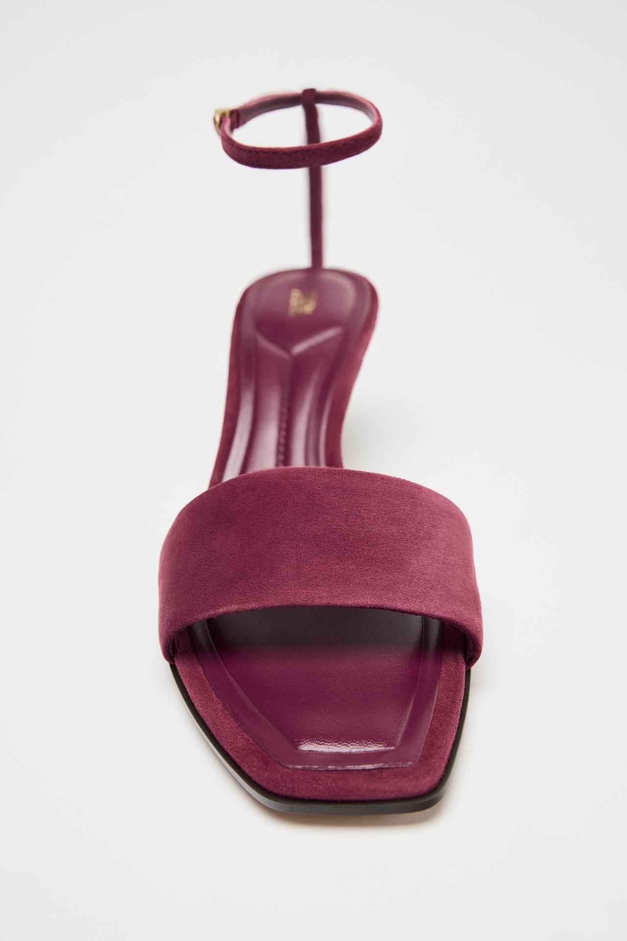 Suede Mid-Heel Sandals