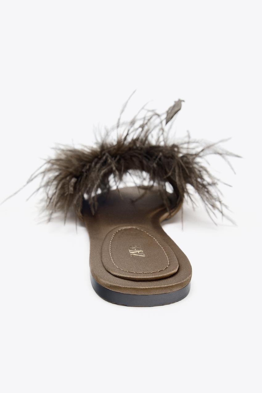 Feather Flat Sandals