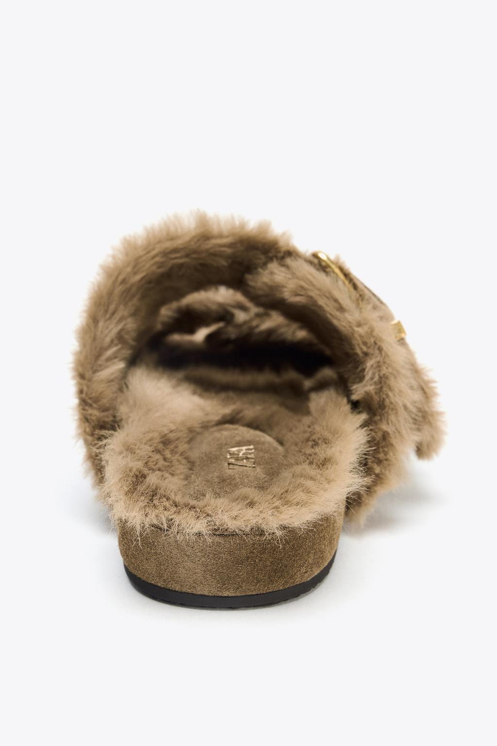Buckled Flat Sheepskin Sandals
