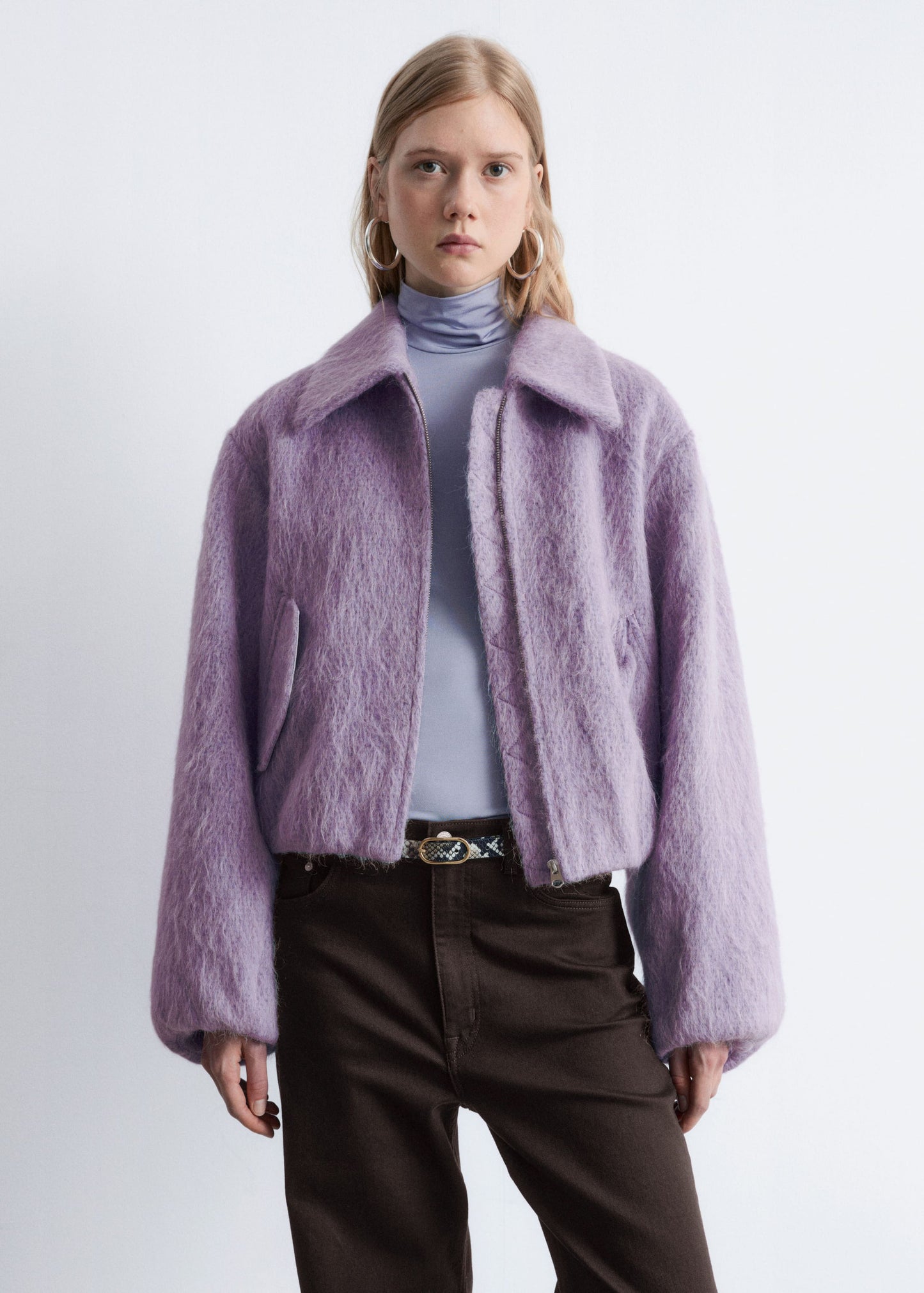 Cropped Wool Bomber Jacket