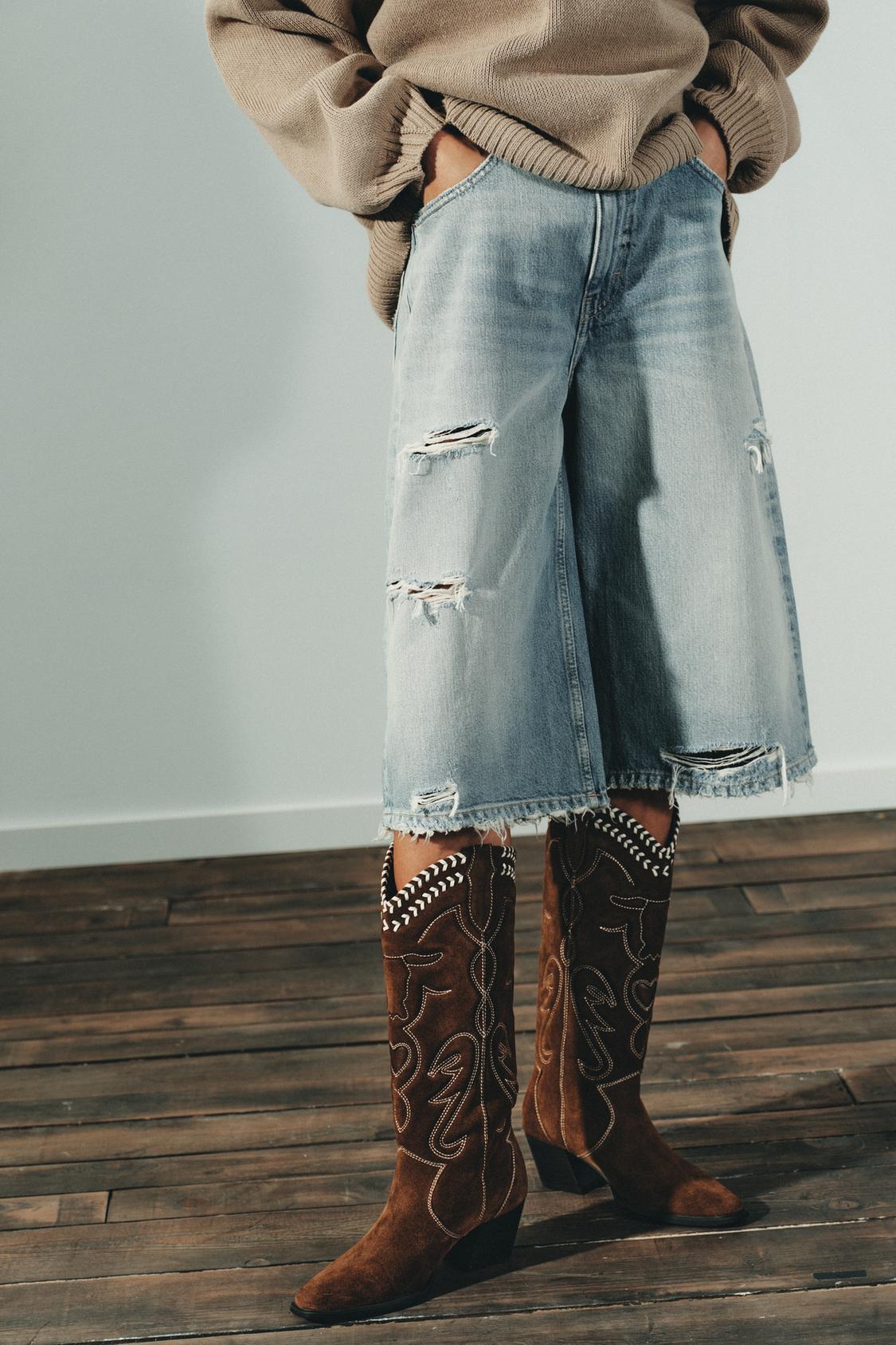 Leather Embroidered Boots