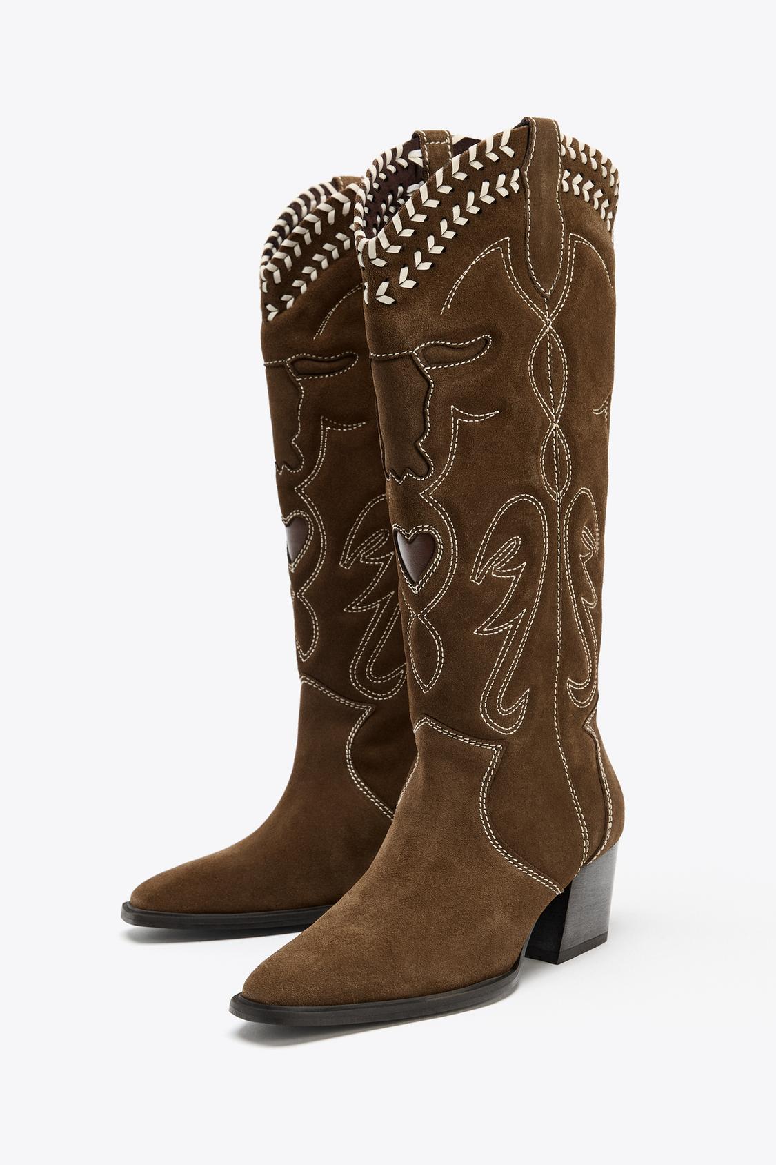 Leather Embroidered Boots