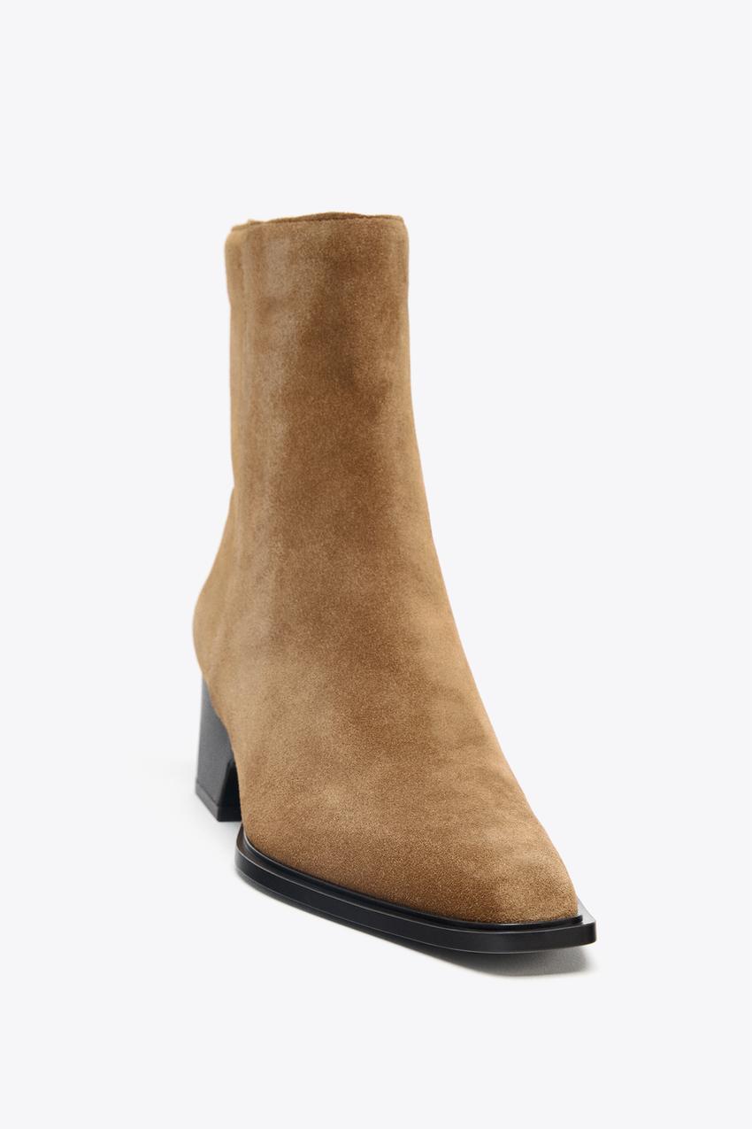 Split Suede Heeled Ankle Boots