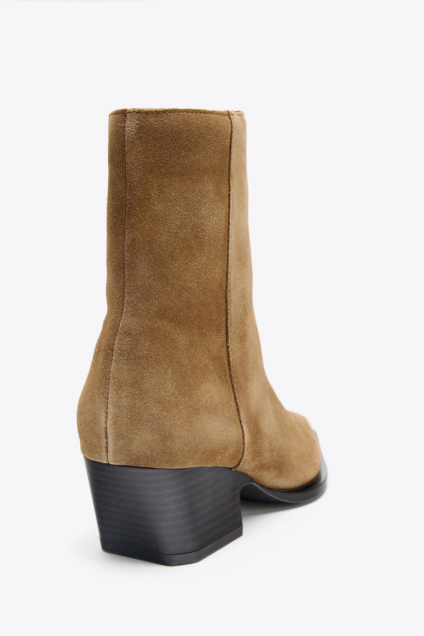 Split Suede Heeled Ankle Boots