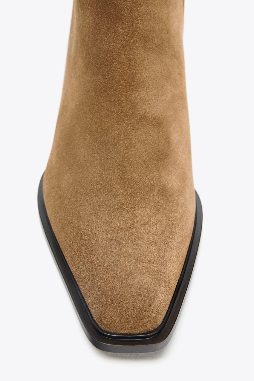 Split Suede Heeled Ankle Boots
