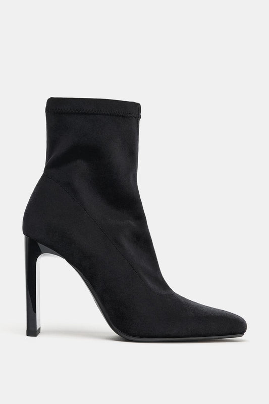 Velvet-Effect Ankle Boots