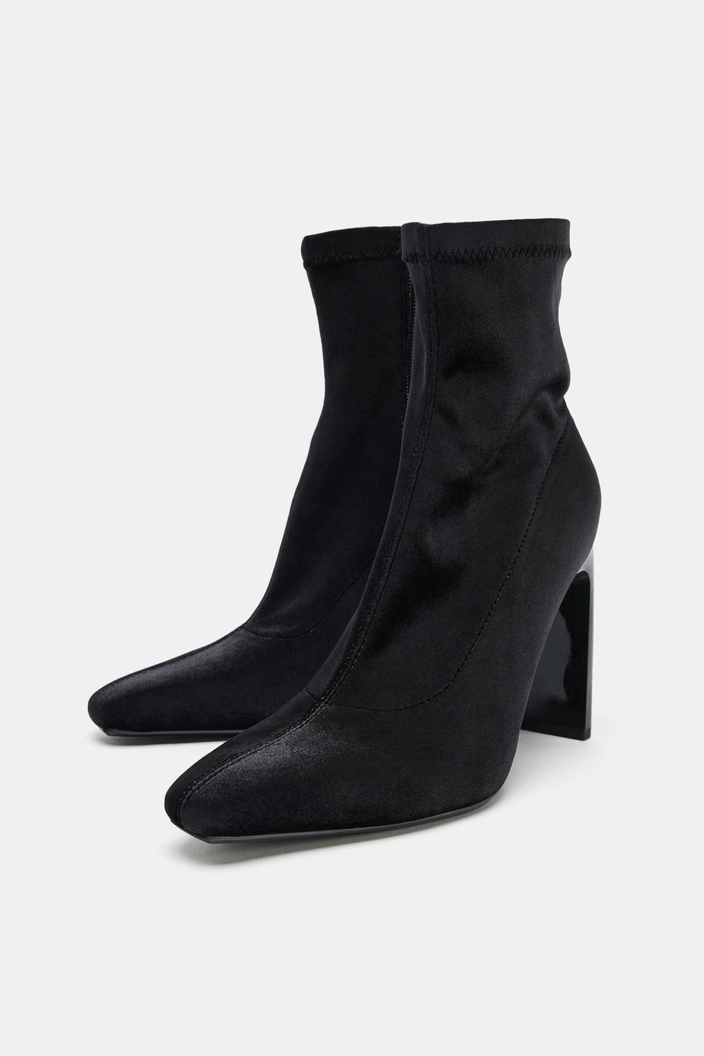Velvet-Effect Ankle Boots