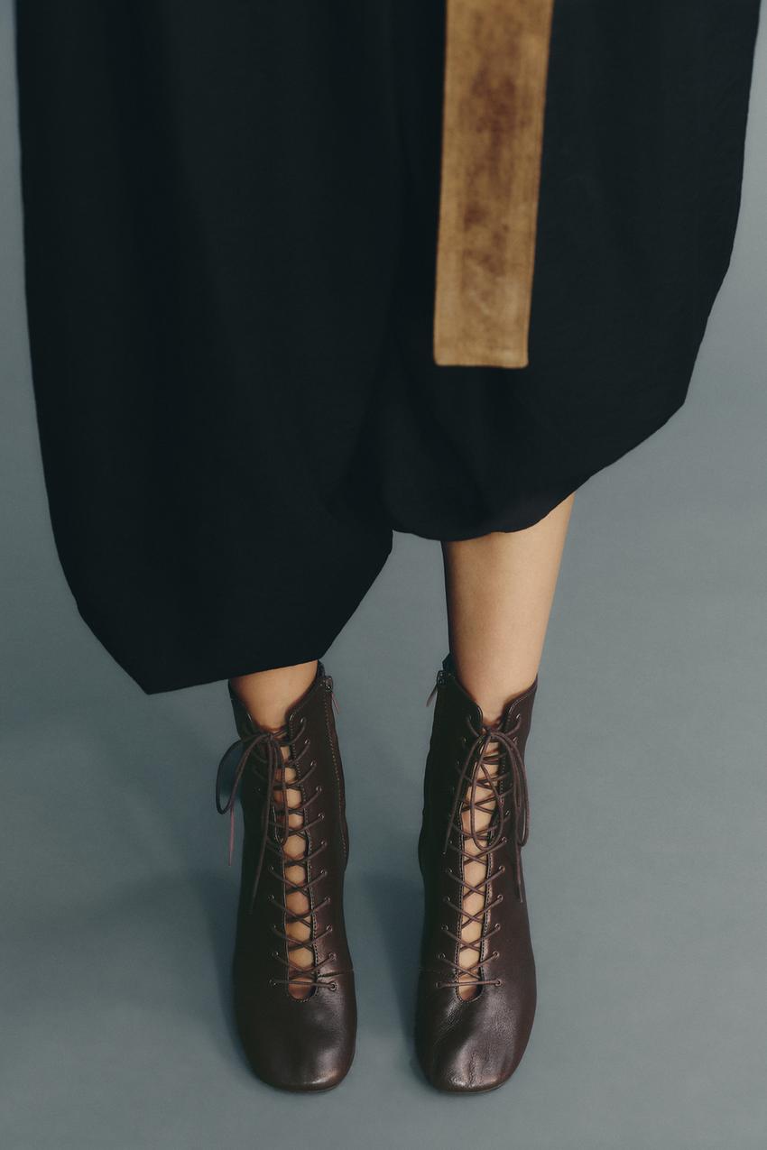 Leather Kitten Ankle Boots