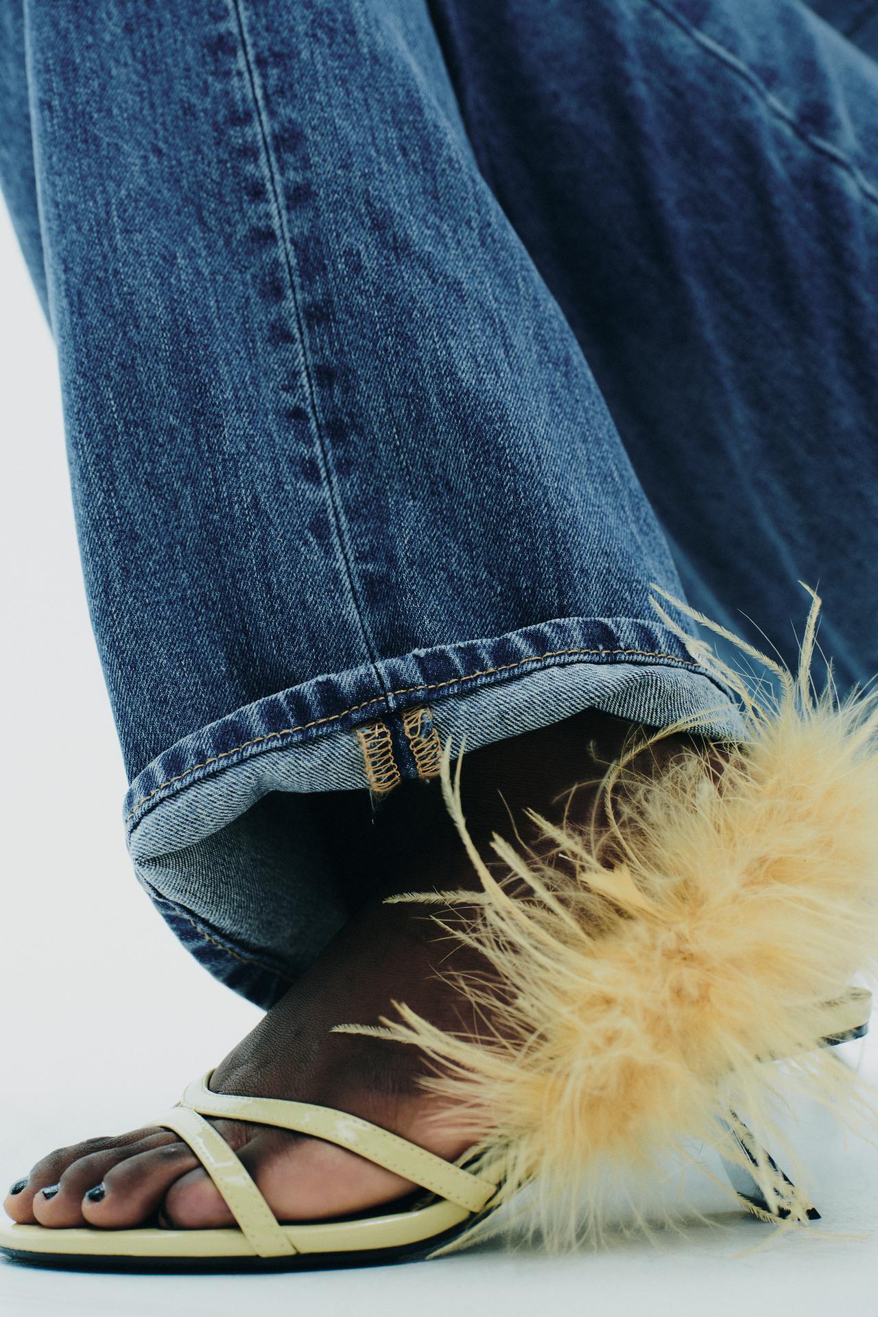 Metallic Feather High-Heel Sandals