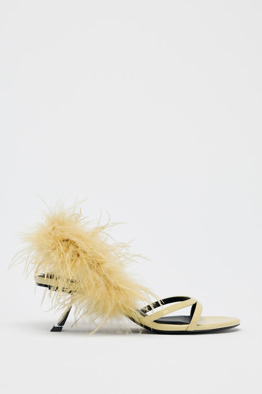 Metallic Feather High-Heel Sandals