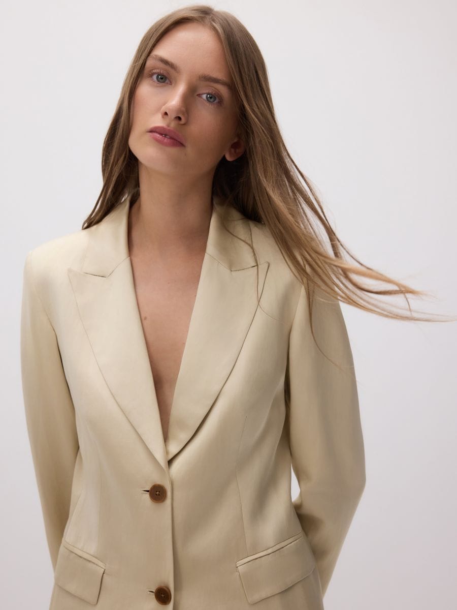 Linen blend satin blazer