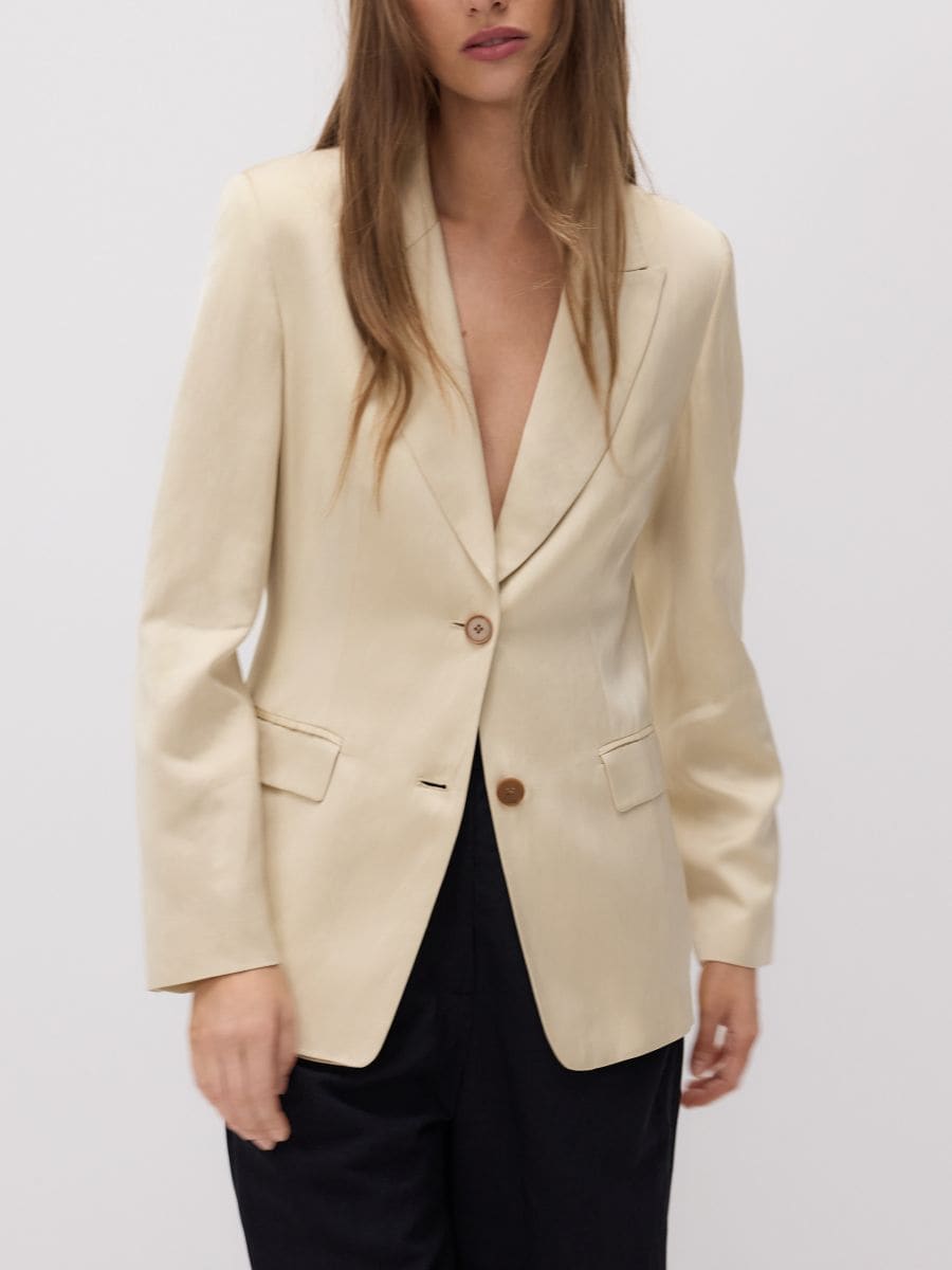 Linen blend satin blazer