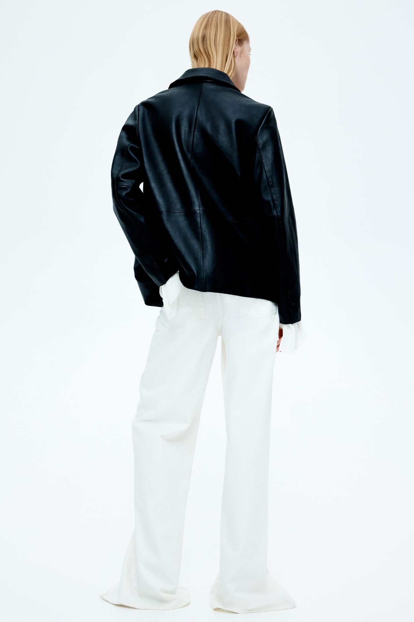 Collared leather jacket