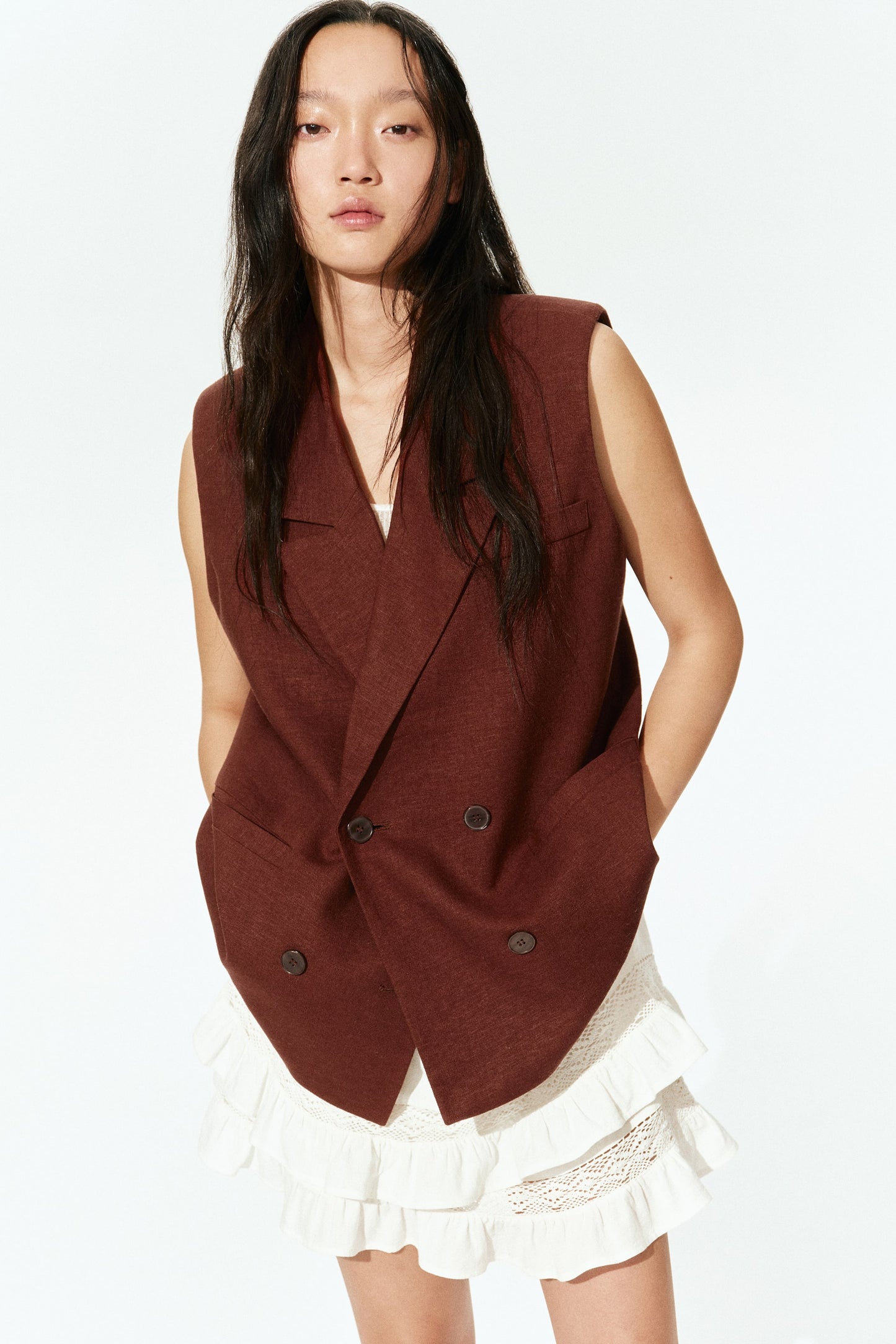 Linen-blend waistcoat