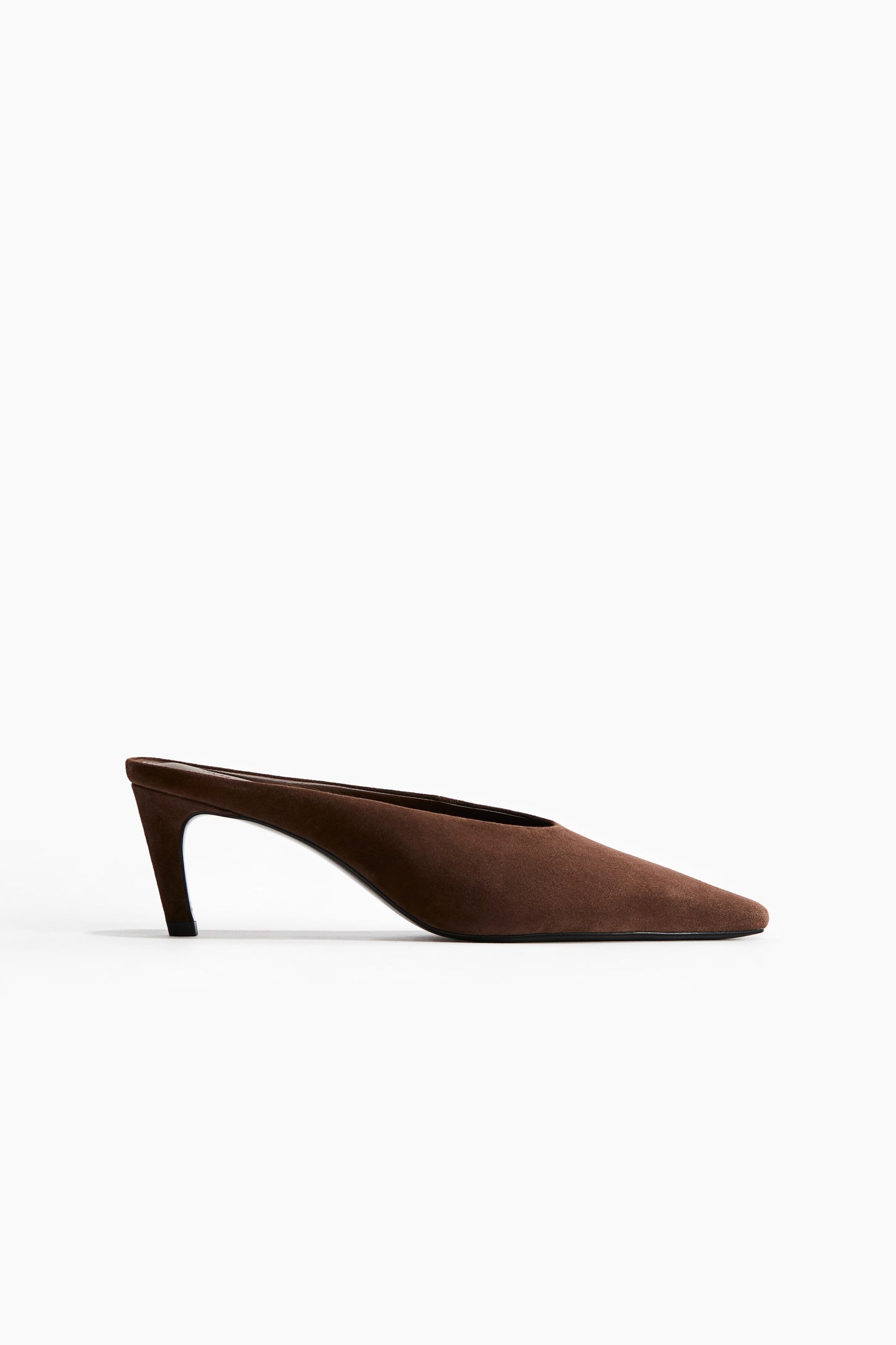 Pointed suede mules