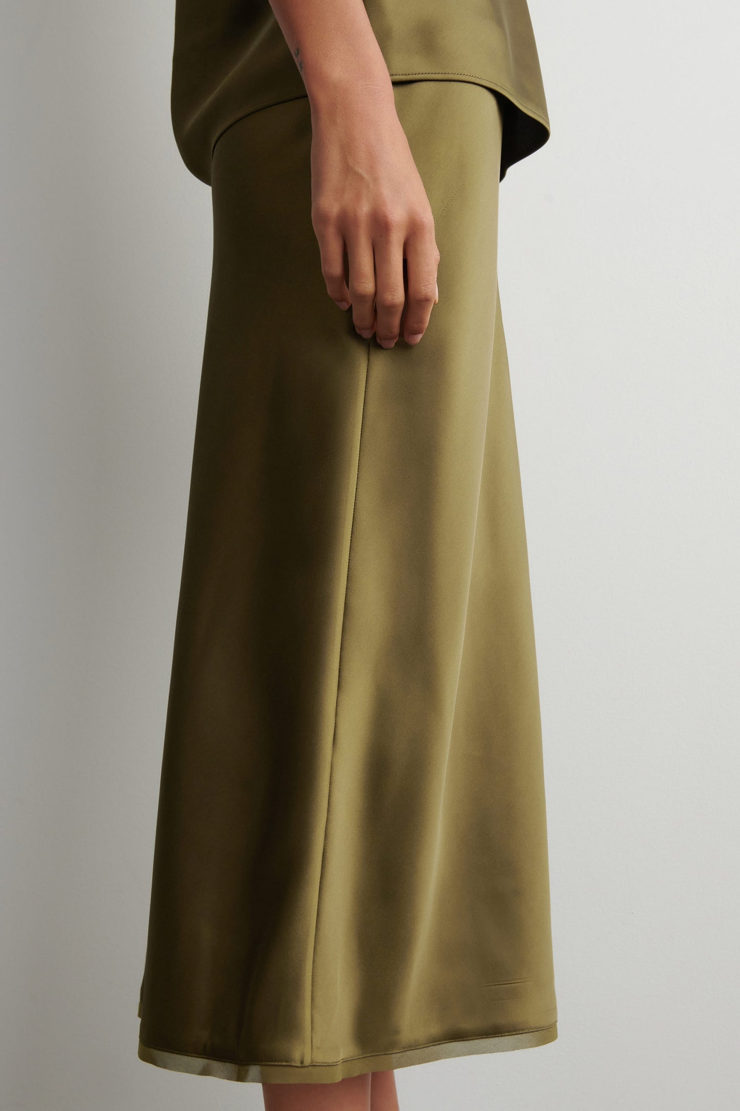 Bias-Cut Satin Midi Skirt