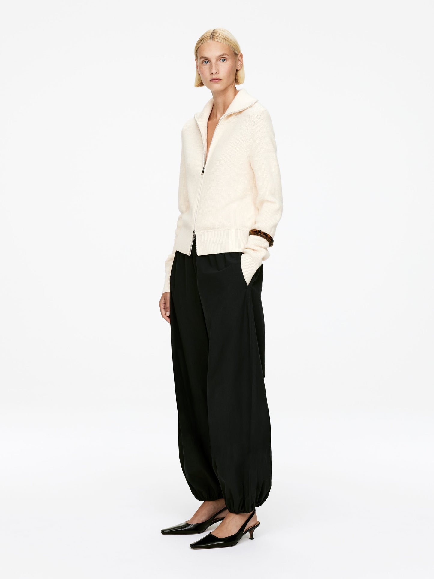 Wool-Cotton Zip Cardigan