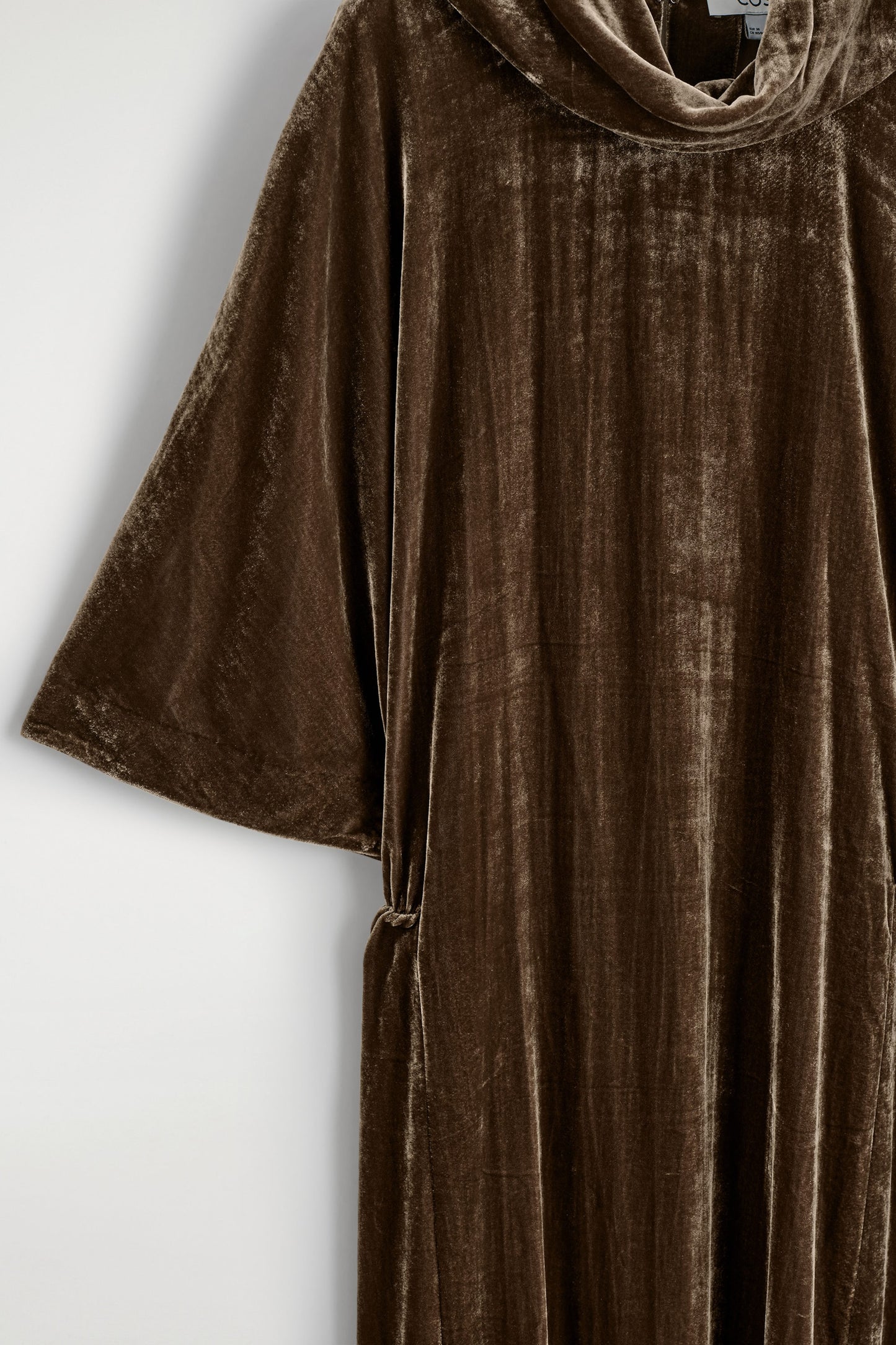 Draped-Neck Velvet Midi Dress