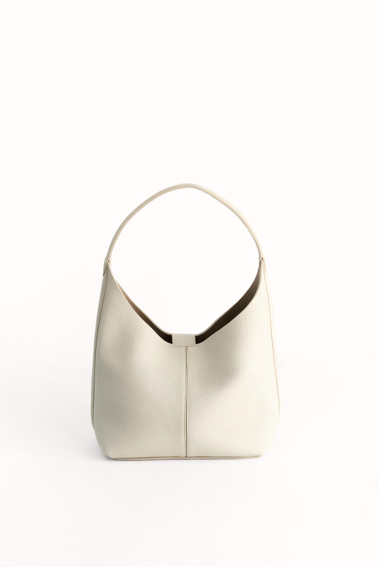 Grained-effect leather bucket bag