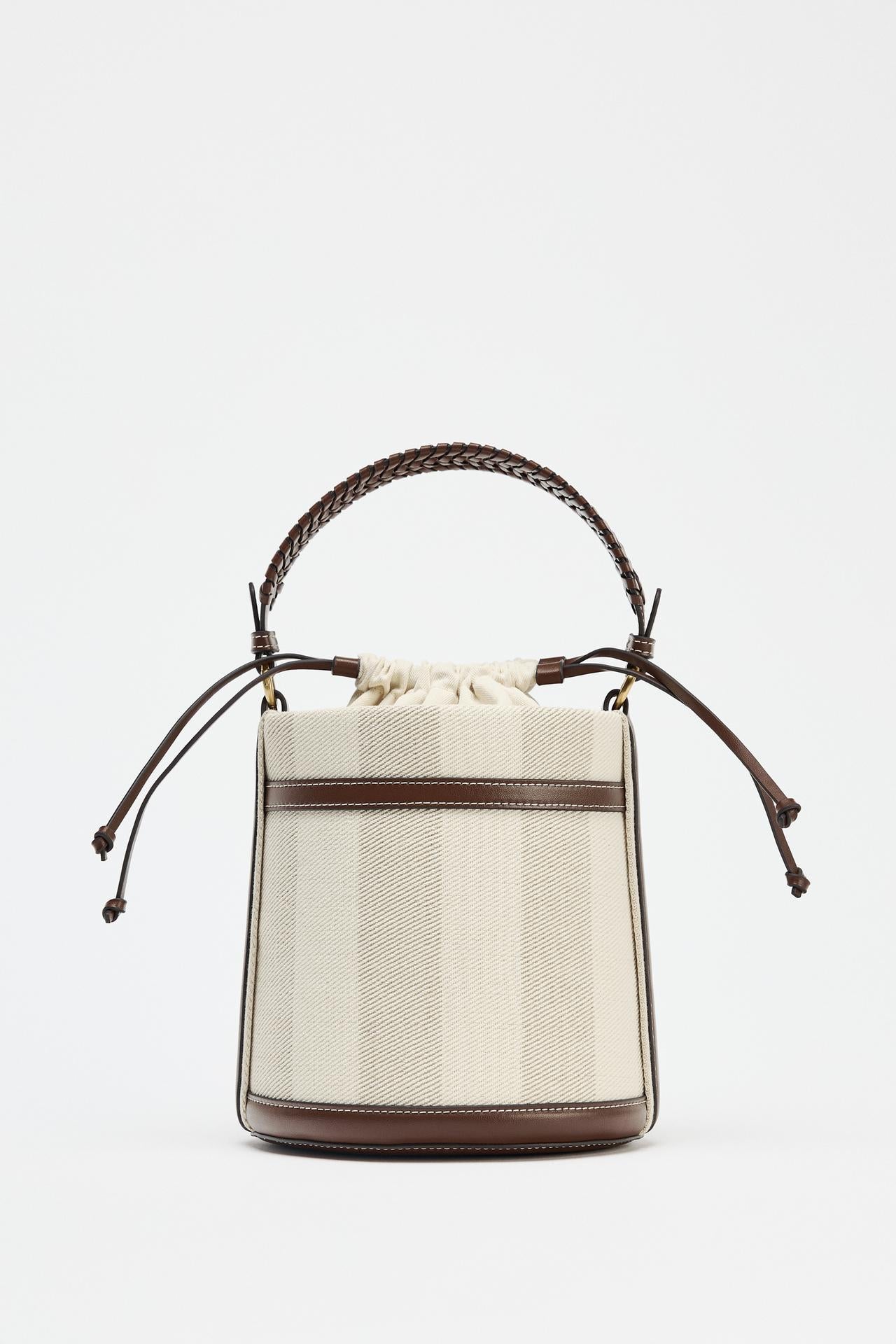 Striped Canvas Bucket Bag
