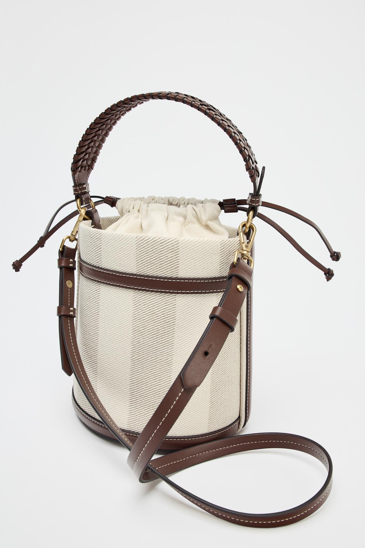 Striped Canvas Bucket Bag