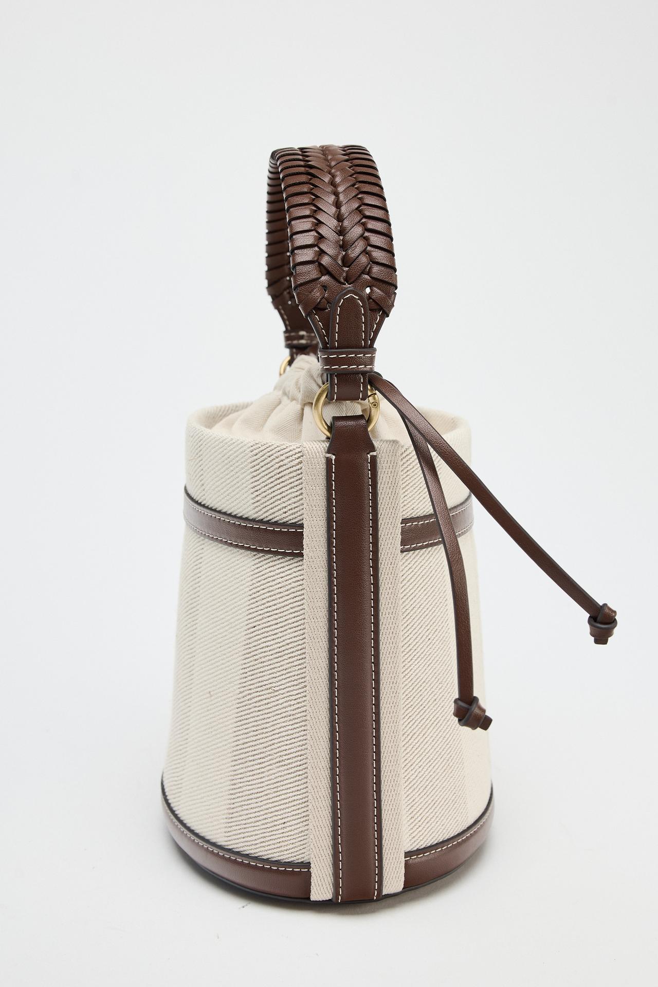 Striped Canvas Bucket Bag