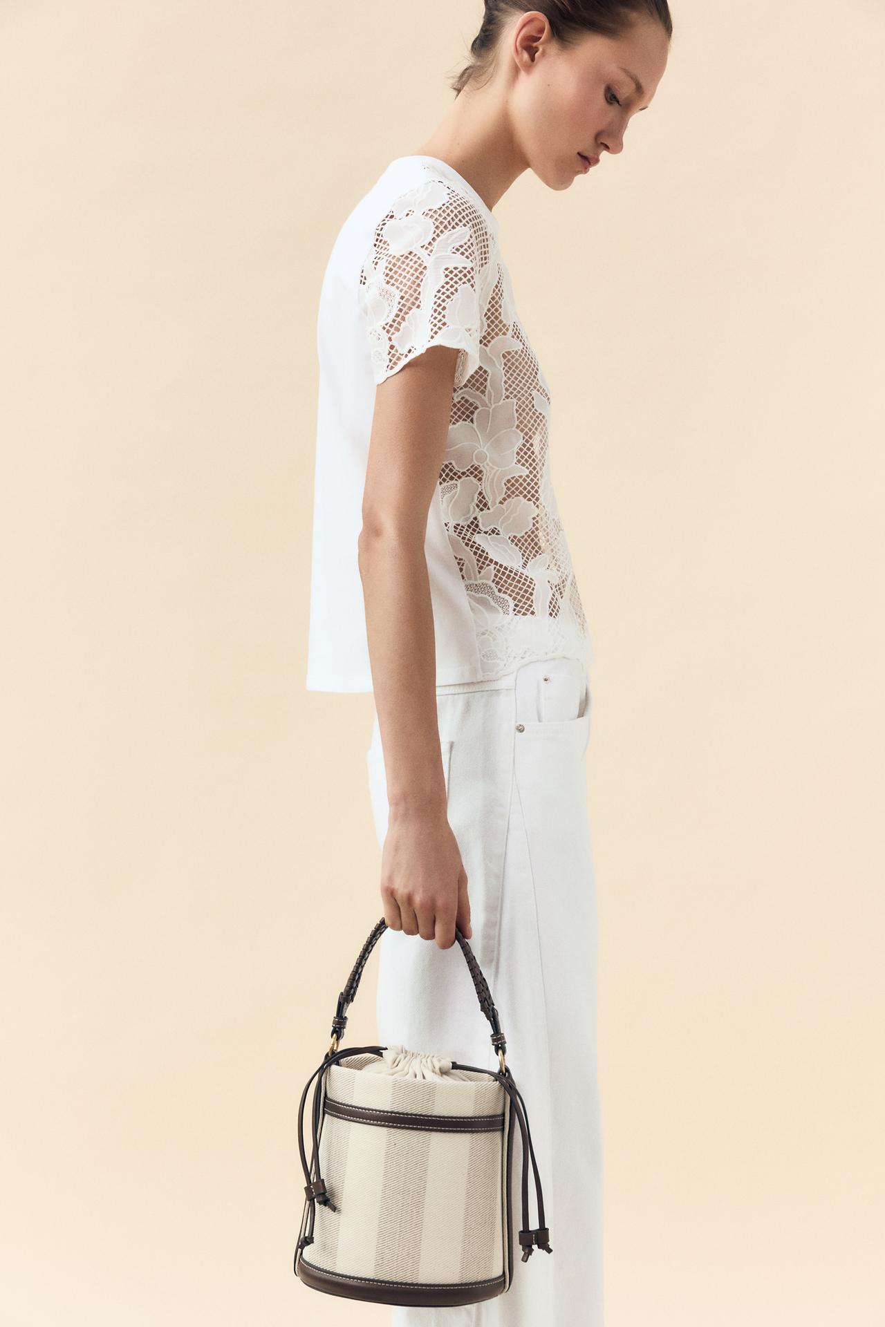 Striped Canvas Bucket Bag