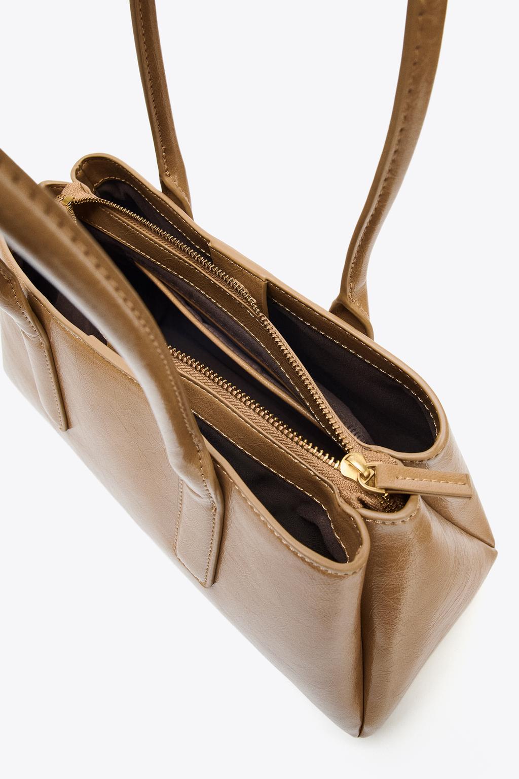 Crackled-Effect City Bag