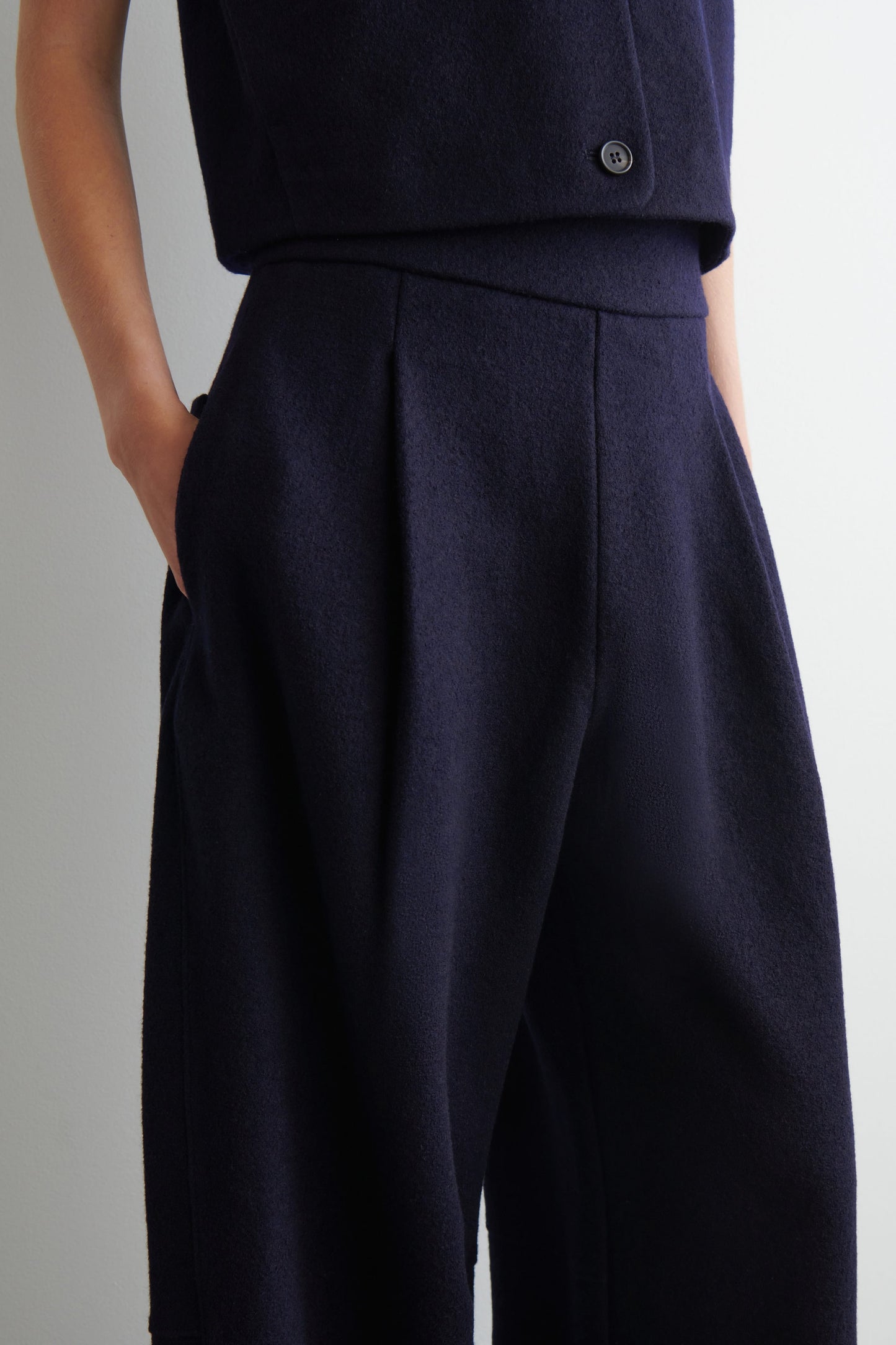 Boiled-Wool Barrel-Leg Trousers