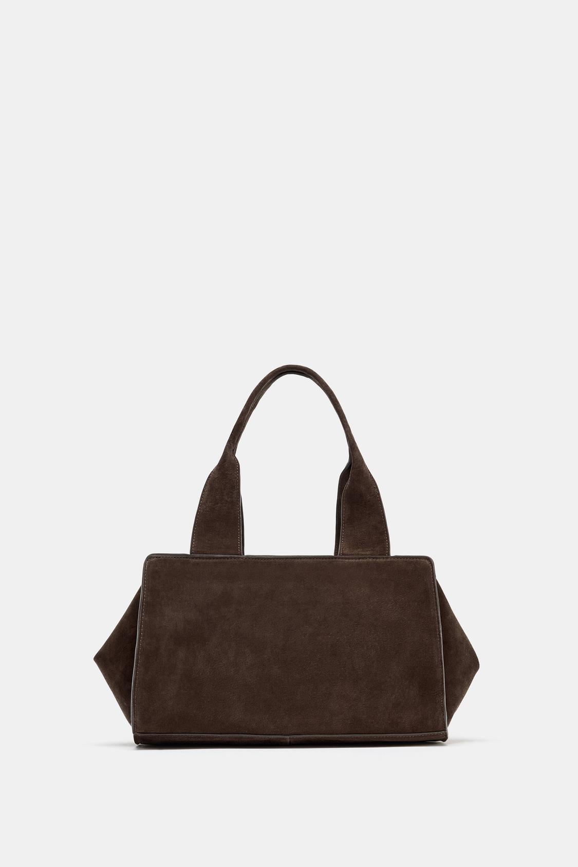 Double Handle Split Suede Leather Bag
