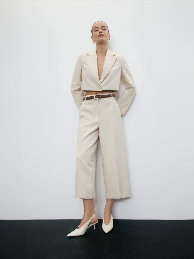 Wide leg trousers with belt