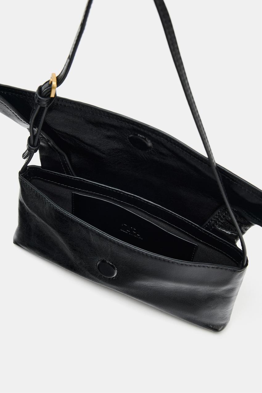 Leather Shoulder Bag With Flap