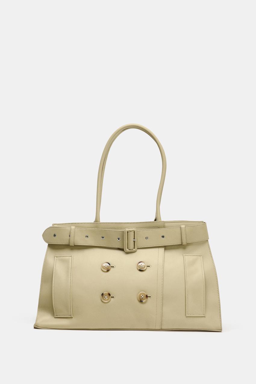 Leather City Bag With Belt Detail