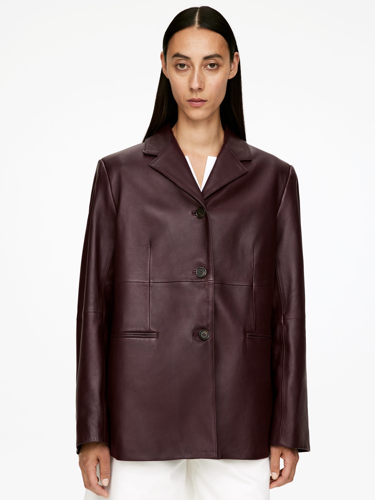 Single-Breasted Leather Jacket