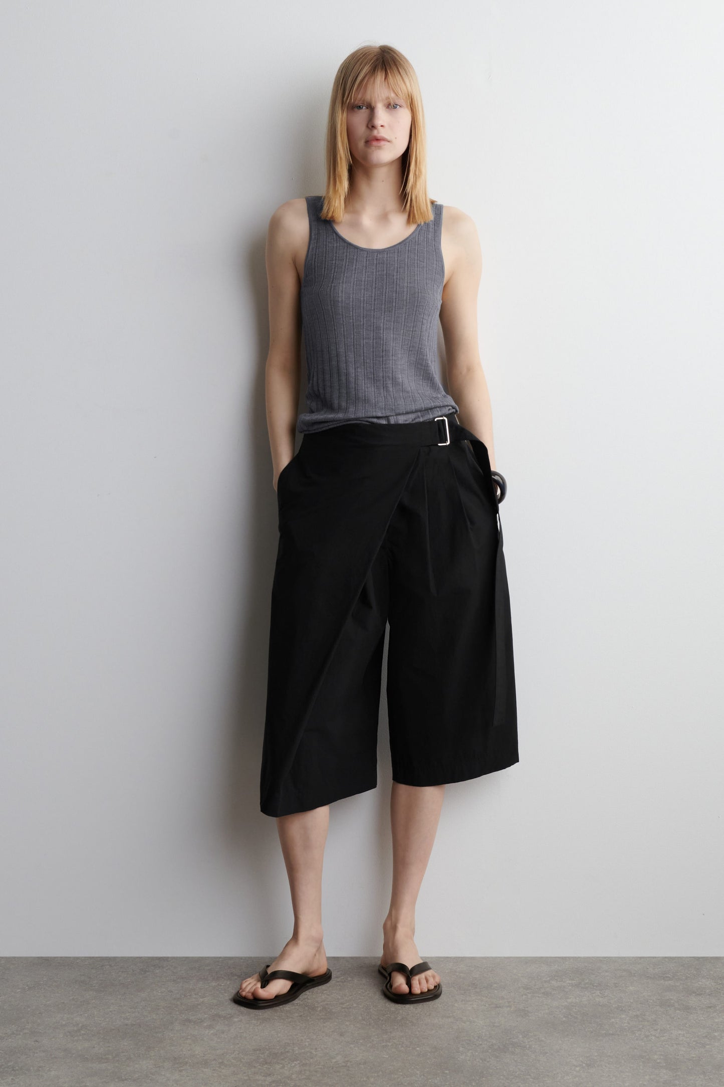 Ribbed-Knit Silk Tank Top