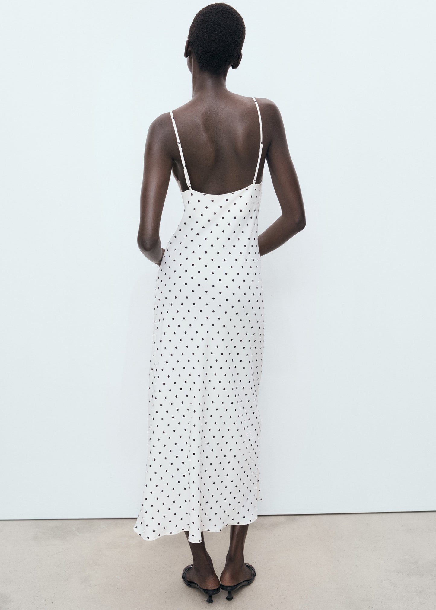 Long dress with draped neckline