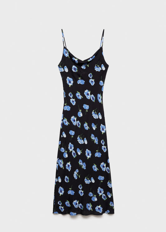 Long dress with draped neckline