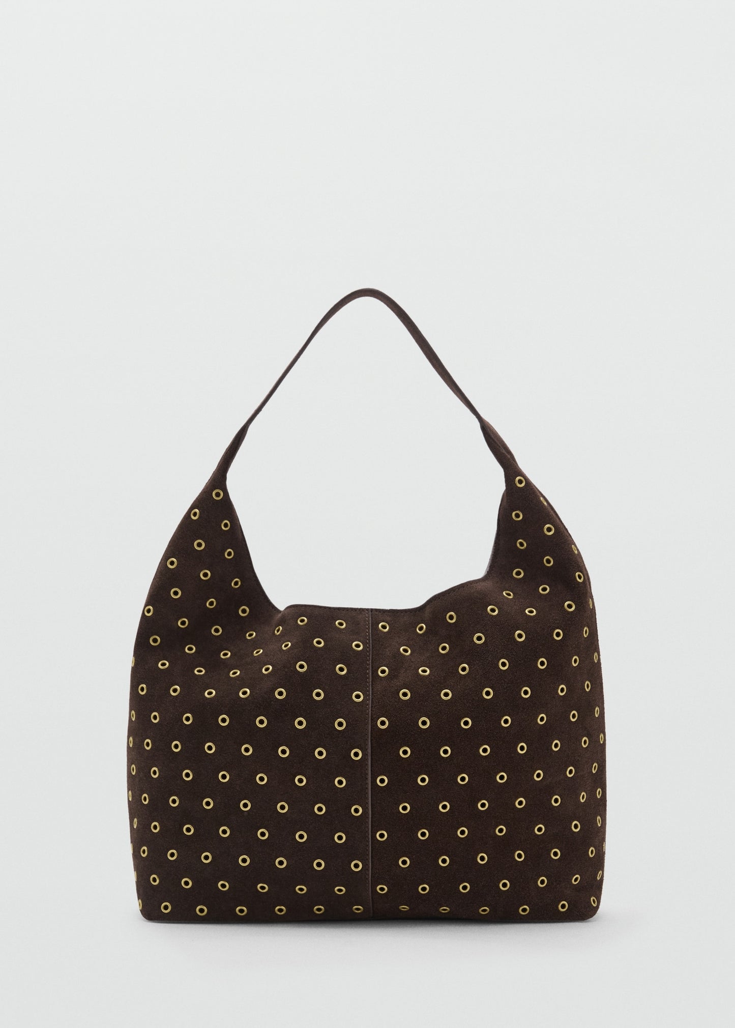 Suede shopper bag with eyelets