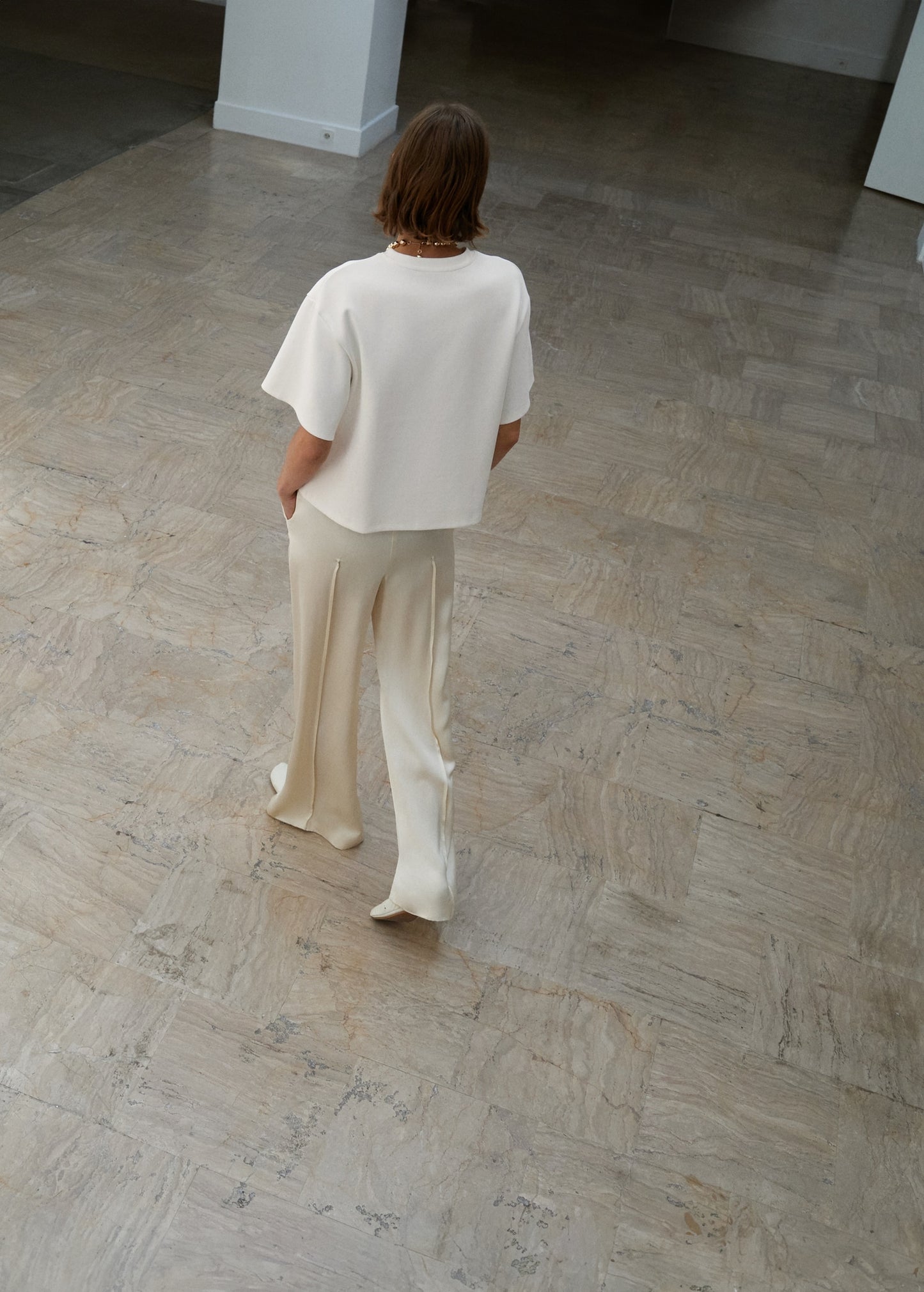 Satin trousers with side openings