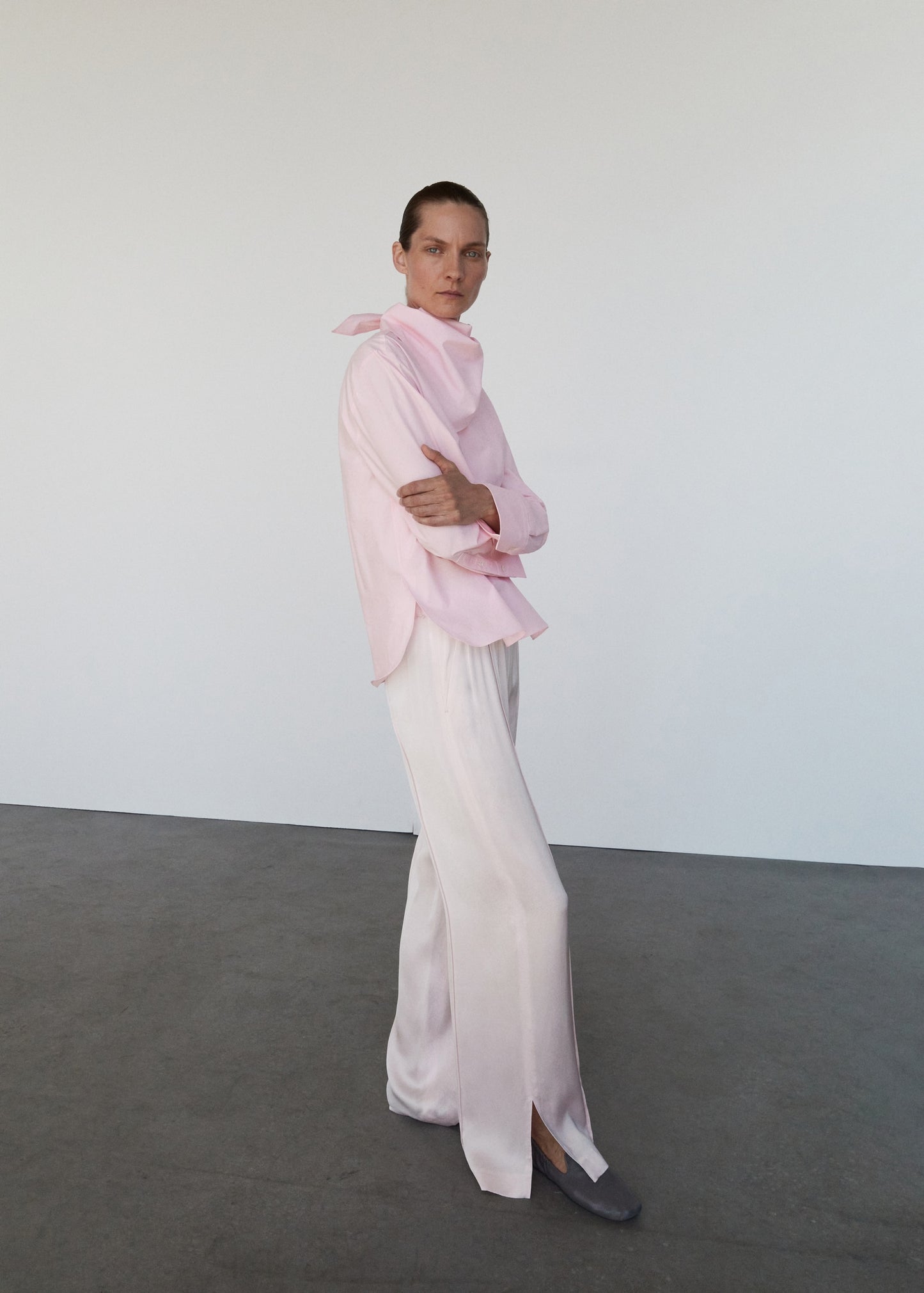 Satin trousers with side openings